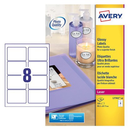 Buy Avery Glossy labels L7765 40 99 1 x 67 7 mm (pkt/40pcs) Online
